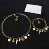 Bracelet and Necklace Ladies Layered Luxury Gold Pendant Set Engagement Wedding Bridal Jewelry5