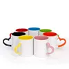 350 ML 11 oz Tasse En Céramique DIY Photo Coeur Forme Poignée Couleurs Tasses Photos Personnelles Impression Sublimation Bouteille D'eau Gobelets sxjun12