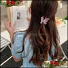 Clamps Hair Jewelry Women Frosted Mist Face Butterfly Clips Clamp Pure Color Middle Size Plastic Animal Hairpins Girl Lad Dhawr