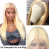 13x4 613 Blonde Lace Front Brazilian Wigs Straight Transparent Lace Frontal Synthetic Wig Pre Plucked With Baby Hair 150%