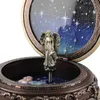 Decoratieve objecten Figurines Music Box 12 Constellations Roterende godin bruiloftdecoratie Vintage met fonkelende LED -licht Garlands Val