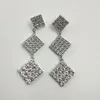 Jewelry Square Earrings exaggerated personality trendsetter street show full of diamond brass gold6593326