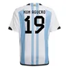Wersja fanów gracza Argentyna piłkarska koszulka 21 22 Copa America Home Football Shirts 2022 2023 Messis Dybala Lo Celso Narodowa drużyna Maradona Men Kit Kit Mundurs