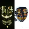 Dollar Sign Party Mask voor vrouwen mannen Halloween Masquerade Luminous Masks Holiday Party Decoration Funny Props 15 8MD D3