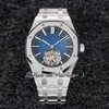 R8F V3 Flying Tourbillon A2950 Automatic Mens Watch Selfwinding 2653 Extra Thin 41mm SIHH D-Blue Dial Stainless Steel Bracelet 2022 Super Edition Pureitme B2