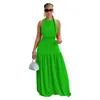 Summer Maxi Dresses For Women Sexy Sleeveless Long Skirt Ladie Bandage Backless Halater Casual Dress Colourful Clubwear