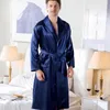 Men's Sleepwear Bridegroom Satin Robe Lapel Kimono Bath Gown Long Sleeve Sexy Wedding Bathrobe Plus Size 3XL Nightgown Rayon Intimate Linger