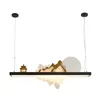 Long Tea Table Pendant Lamps New Chinese Style Zen Iceberg Bar Tea Shop Store Study Designer Hanging Lights Dimmable Lighting