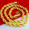 18k 6mm guldpläterade kedjor chopin stekt deg twist mäns och kvinnors halsband 50 cm