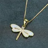 Collier de libellule d'opale classique de mode pour les femmes filles collier de pierre de naissance Dainty