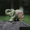Artes e ofícios Presentes de artes Jardim doméstico semiprecious de pedra elefante esculpido Charms Rose quartzo cura rei dhqjp