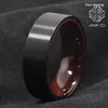 Wedding Rings 8mm Black Brushed Tungsten Red Sandal Wood Inlay Band Ring Men's Jewelry