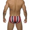 Roupas de banho masculinas sexy listradas masculino masculino de praia de baixa cintura de praia