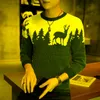 Herrtröjor älgmönster stickade för tonårs jul smala passande kläder män crewneck pullover toppar koreanska mode enkla streetwearmen's