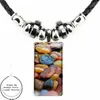 Pendant Necklaces Steel Color Glass Cabochon With Rectangle Shaped Choker Black Hematite Necklace Mysterious Big Kid For