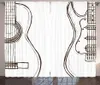 Gordijngordijn gitaargordijnen voor woonkamer met de hand getrokken monochrome doodle illustratie van instrumenten twee soorten muziekvenster drapescurta