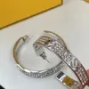 F harfi elmaslı çember küpeler bayan için Altın ve Gümüş Kadınlar Partisi Düğün Severler hediye nişan Takı Gelin