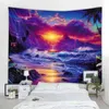 Paisagem de praia Psychedelic Abstract Tapestry Art Deco Curta