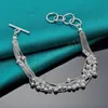 925 Sterling Silver Matte Bead Ball Chain Drupes Bracelet For Woman Wedding Engagement Party Sieraden