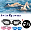 نظارات سباحة احترافية مقاومة للماء المضاد للضباب السيليكون نظارات نظارات UV قابلة للتعديل مع سدادات الأذن مقطع الأنف Y220428