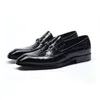 Formele Heren Designer Jurk Schoenen Metalen Gesp Gesneden Leer Hoge Kwaliteit Party Prom Avond Bruiloft Mannen Schoen