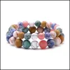 Pulseiras de charme j￳ias pulseira de pedra fosca de 8 mm para homens moda c￡lculos naturais contas chakra yoga pulgle dh74f