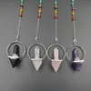 Cristal Natural Hexagonal Coluna Energia Pirâmide Chakra Pingente Divindade Divindade Chakra Cura Balance Pendulum275s