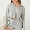 Kvinnors träningsdräkter Bomull Kvinnor Två stycken Sätt långärmad hoodie -shorts Suit Streetwear Sweatshirts Sweatshorts Femme outfitswomen's