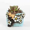 Strongwell Hand Painted Succulent Flower Pot Creative Bear Cement Pot For Green Plants Home Office Decoration Planter Artware YQ231018
