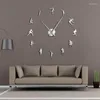 Wall Clocks Badminton Sports DIY Large Clock Tennis Frameless Giant Watch Art Home Decor 3D Big Mirror Sticker Modern Design
