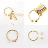 Keychains 2Pcs Durable Brass Screw Lock Keychain Simple Key Chain Ellipse Shape Ring Clip Holders UnisexKeychains