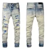 T Shirts Designer Jeans Amirrs 2023 Jean Casual Hip Hop yıpranmış ve yıkanmış sıçrama mürekkebi boyama ince montaj erkekler mnm0