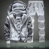 Survêtements pour hommes Survêtements d'hiver Ensemble pour hommes Sweat à capuche en polaire épaisse Costume Z 220823