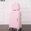旅行物語インチ女性ピンクスーツケースキャリーオンスピナーローリング荷物ハードトロリーケースセットJ220708 J220708