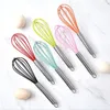 Batidor de huevos, herramientas de cocina, Mini batidor de silicona de acero inoxidable de 10 pulgadas de Color sólido para utensilios de cocina antiadherentes