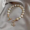 Charm Bracelets Elegant Baroque Natural Pearl String Bracelet For Woman Luxury Zircon Bee Pendant Fashion Girl's Sweet JewelryCharm Lars