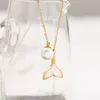 Luxury White Shell Fishtail Pendant Pearl Charm Necklace Jewelry for Women Engagement Gift