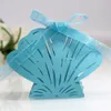 Convites de casamento a laser Cut Shell Flower Favor Box Presentes Caixas de doces com fita Custom Baby Shower Party Favor Decoration