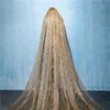 Bridal Veils Gold 3X3Meters Veil Long Wedding For Bride Luxurious Cathedral Train Shiny Bling Sequins AccessoriesBridal