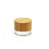 Empty Clear Glass Eye Jar Cream Sample Bottle Bamboo Wooden Lid CRC Anti-theft Cover Cosmetic Packaging Refillable Container Skincare Facial Cream Pots 5G