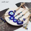 Keychains oog gevlochten touwglas blauw Turkse kwaadaardige kralen hanger muur hangende handgemaakte desoratie voor huis woonkamer auto be259KeyChains fi