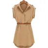 Summer Dress Women Loose Short Sleeve Mini With Belt High Quality Vestido Clothes