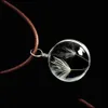 Pendant Necklaces Dandelion Chokers For Clover Strip Leather Chain Necklace Long Dried Flowers Locket Vipjewel Drop Delivery Vipjewel Dhrai