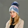 Tie-Dye Winter Beanie Sat для женщин вязаной шапочкой кашемир
