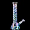 무지개 유리 봉 hookahs 흡연 유리 파이프 독특한 물 봉 비커 Dab Rig 다운 스템 퍼크 14mm 그릇