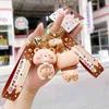 Lovely Pearl Milk Tea Couple Charm Keychain Accessories Cute Creative Keychain Bracelet Small Pendant for Women Llaveros YS048 AA220318