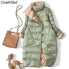 Women Double Sided Down Long Jacket Winter Turtleneck White Duck Down Coat Double Breasted Warm Parkas Snow Outwear 201128