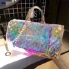Sports fitness bag transparent embossed boarding luggage portable colorful laser travel large capacity 220608