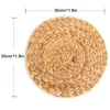 4pc Natural Water Gourd Woven Placemat Round Rattan Table Mat Pad Green Tropical Wedding W220406