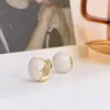 Śruba z tyłu Korea 14K prawdziwe złote okrągłe kolczyki z piłką spersonalizowane metalowe uszy moda moda wykwintna romantyczna biżuteria ACC